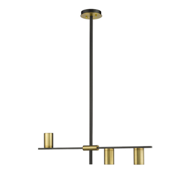 Z-Lite Calumet 3-Light Linear Chandelier - 120V - Matte Black / Olde Brass