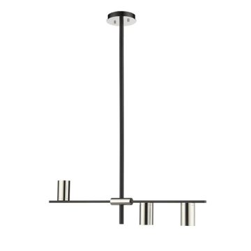 Z-Lite Calumet 3-Light Linear Chandelier - 120V - Mate Black / Polished Nickel