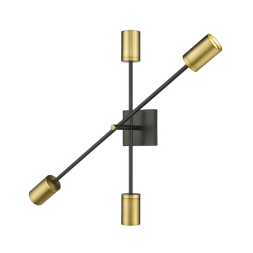 Z-Lite Calumet 4-Light Wall Sconce - 120V - Matte Black / Olde Brass