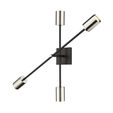Z-Lite Calumet 4-Light Wall Sconce - 120V - Mate Black / Polished Nickel