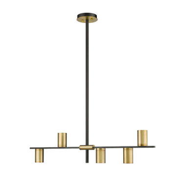 Z-Lite Calumet 5-Light Linear Chandelier - 120V - Matte Black / Olde Brass