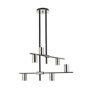 Z-Lite Calumet 6-Light Chandelier - 120V - Mate Black / Polished Nickel