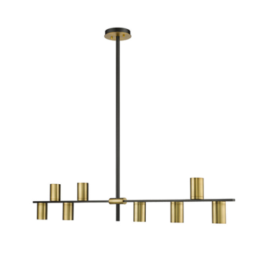 Z-Lite Calumet 8-Light Linear Chandelier - 120V - Matte Black / Olde Brass
