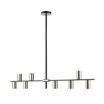 Z-Lite Calumet 8-Light Linear Chandelier - 120V - Mate Black / Polished Nickel