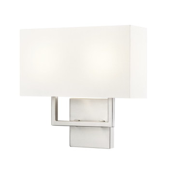 Z-Lite Saxon 2-Light Wall Sconce - 120V - Brushed Nickel / White
