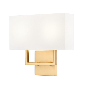 Z-Lite Saxon 2-Light Wall Sconce - 120V - Olde Brass / White
