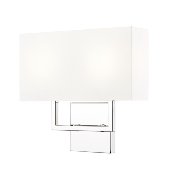 Z-Lite Saxon 2-Light Wall Sconce - 120V - Polished Nickel / White