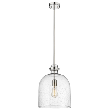 Z-Lite Pearson 12" 1-Light Pendant - 120V - Polished Nickel / Clear Seedy