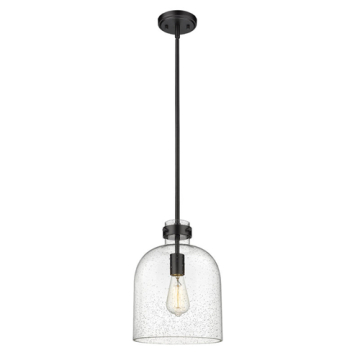 Z-Lite Pearson 10" 1-Light Pendant - 120V - Matte Black / Clear Seedy