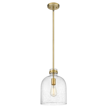 Z-Lite Pearson 10" 1-Light Pendant - 120V - Rubbed Brass / Clear Seedy