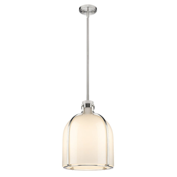 Z-Lite Pearson 12" 1-Light Pendant - 120V - Brushed Nickel / White Opal