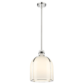 Z-Lite Pearson 12" 1-Light Pendant - 120V - Polished Nickel / White Opal