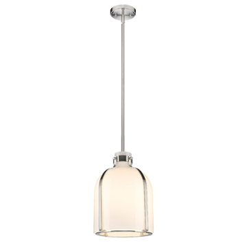 Z-Lite Pearson 10" 1-Light Pendant - 120V - Brushed Nickel / White Opal