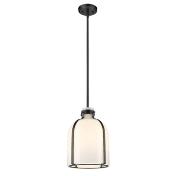 Z-Lite Pearson 10" 1-Light Pendant - 120V - Matte Black / White Opal