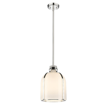 Z-Lite Pearson 10" 1-Light Pendant - 120V - Polished Nickel / White Opal