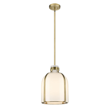 Z-Lite Pearson 10" 1-Light Pendant - 120V - Rubbed Brass / White Opal