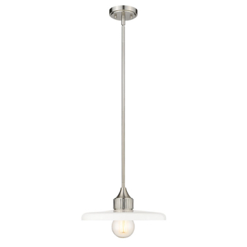 Z-Lite Paloma 14" 1-Light Pendant - 120V - Brushed Nickel / Gloss Opal