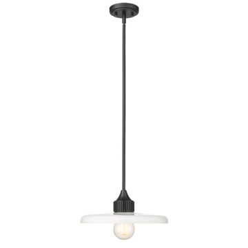Z-Lite Paloma 14" 1-Light Pendant - 120V - Matte Black / Gloss Opal