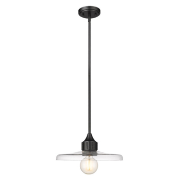 Z-Lite Paloma 14" 1-Light Pendant - 120V - Matte Black / Clear