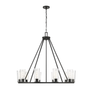 Z-Lite Titus 46" 10-Light Chandelier - 120V - Matte Black / Clear