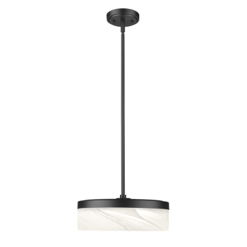 Z-Lite Renaud 13" LED 1-Light Pendant - 40W - CCT Selectable - 2,540 Lumens - 120V - Matte Black / Feathered White