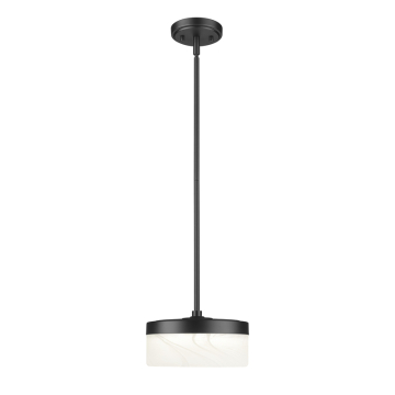 Z-Lite Renaud 9" LED 1-Light Pendant - 24W - CCT Selectable - 1,340 Lumens - 120V - Matte Black / Feathered White