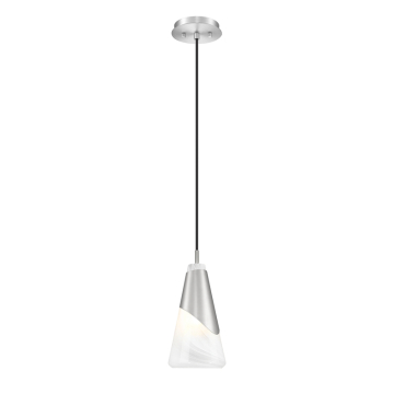 Z-Lite Aimie 6" 1-Light Pendant - 120V - Brushed Nickel / Feathered White