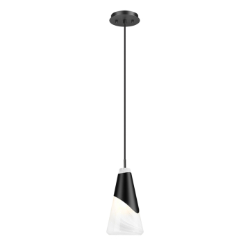 Z-Lite Aimie 6" 1-Light Pendant - 120V - Matte Black / Feathered White