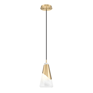 Z-Lite Aimie 6" 1-Light Pendant - 120V - Modern Gold / Feathered White