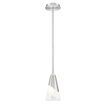 Z-Lite Aimie 6" 1-Light Pendant - 120V - Brushed Nickel / Feathered White