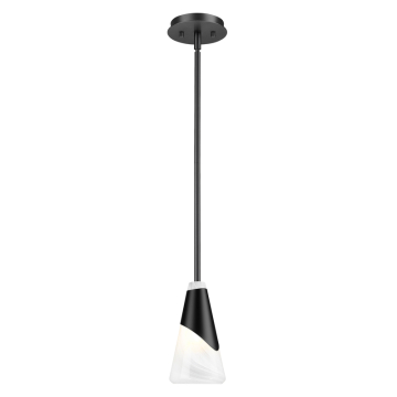 Z-Lite Aimie 6" 1-Light Pendant - 120V - Matte Black / Feathered White