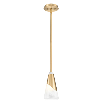 Z-Lite Aimie 6" 1-Light Pendant - 120V - Modern Gold / Feathered White