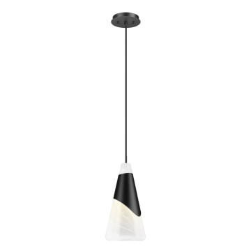Z-Lite Aimie 7" 1-Light Pendant - 120V - Matte Black / Feathered White