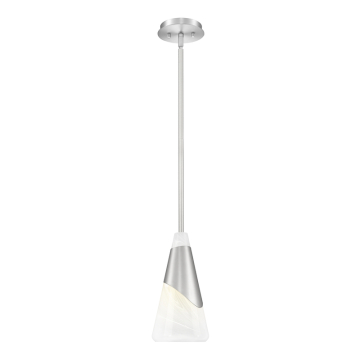 Z-Lite Aimie 7" 1-Light Pendant - 120V - Brushed Nickel / Feathered White