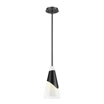 Z-Lite Aimie 7" 1-Light Pendant - 120V - Matte Black / Feathered White