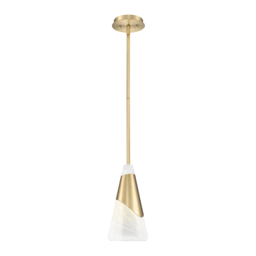 Z-Lite Aimie 7" 1-Light Pendant - 120V - Modern Gold / Feathered White