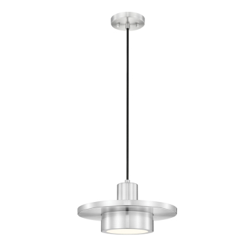 Z-Lite Ludo 12" LED 1-Light Pendant - 18W - CCT Selectable - 300 Lumens - 120V - Brushed Nickel / Frosted