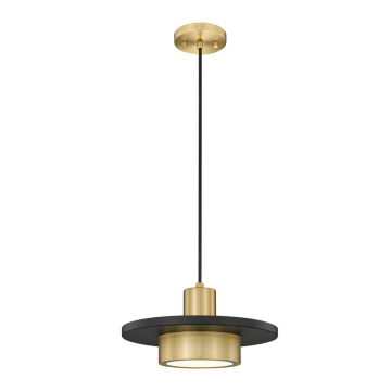 Z-Lite Ludo 12" LED 1-Light Pendant - 18W - CCT Selectable - 300 Lumens - 120V - Matte Black / Modern Gold / Frosted