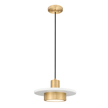 Z-Lite Ludo 12" LED 1-Light Pendant - 18W - CCT Selectable - 300 Lumens - 120V - Matte White / Modern Gold / Frosted