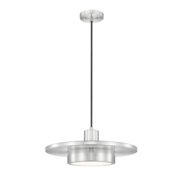 Z-Lite Ludo 16" LED 1-Light Pendant - 24W - CCT Selectable - 670 Lumens - 120V - Brushed Nickel / Frosted
