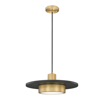 Z-Lite Ludo 16" LED 1-Light Pendant - 24W - CCT Selectable - 670 Lumens - 120V - Matte Black / Modern Gold / Frosted