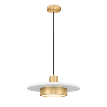 Z-Lite Ludo 16" LED 1-Light Pendant - 24W - CCT Selectable - 670 Lumens - 120V - Matte White / Modern Gold / Frosted