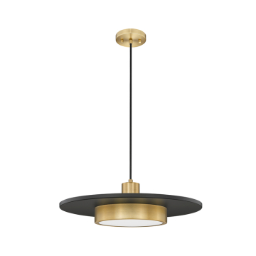 Z-Lite Ludo 20" LED 1-Light Pendant - 30W - CCT Selectable - 1,000 Lumens - 120V - Matte Black / Modern Gold / Frosted