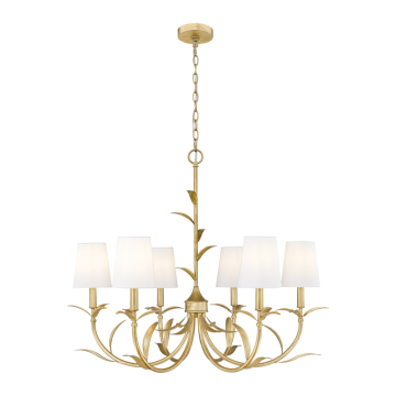 Z-Lite Aslin 31" 6-Light Chandelier - 120V - Gold Leaf / White