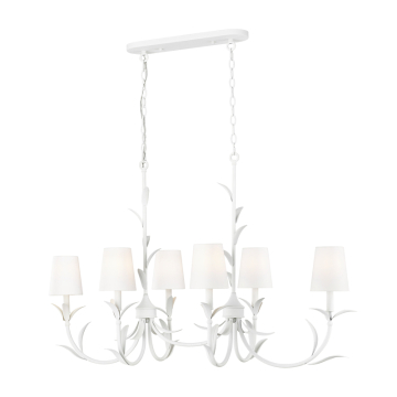 Z-Lite Aslin 44" 6-Light Linear Chandelier - 120V - Textured White / White