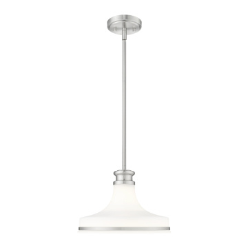 Z-Lite Reznor 12" 1-Light Pendant - 120V - Brushed Nickel / Matte Opal