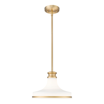 Z-Lite Reznor 12" 1-Light Pendant - 120V - Modern Gold / Matte Opal