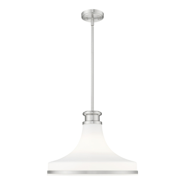 Z-Lite Reznor 18" 1-Light Pendant - 120V - Brushed Nickel / Matte Opal