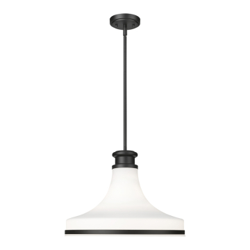 Z-Lite Reznor 18" 1-Light Pendant - 120V - Matte Black / Matte Opal