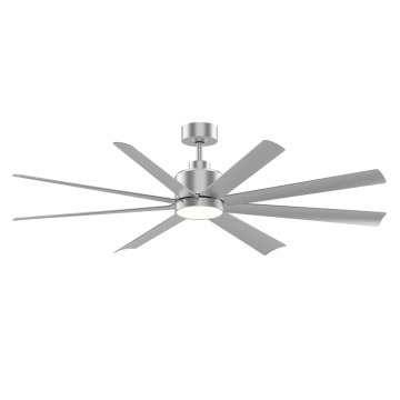 Maxim Lighting Condor 65" 8-Blade Ceiling Fan w/ LED - 800 Lumens - 24W - CCT Selectable - 120V - Satin Nickel - White Glass